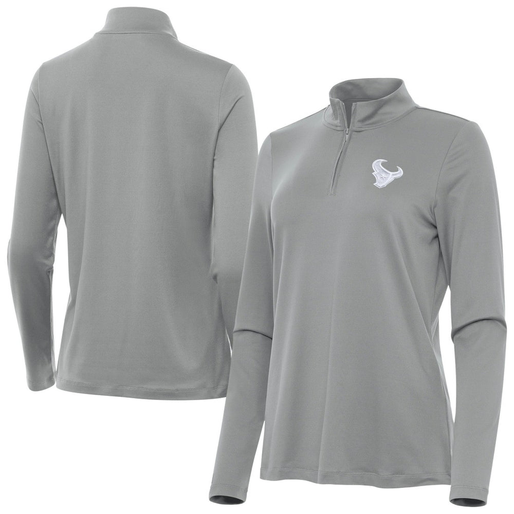 Houston Texans Antigua Women's Reprocess Quarter-Zip Top Gray