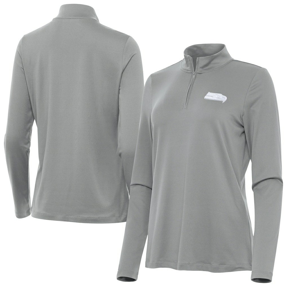 Seattle Seahawks Antigua Women's Reprocess Quarter-Zip Top Gray