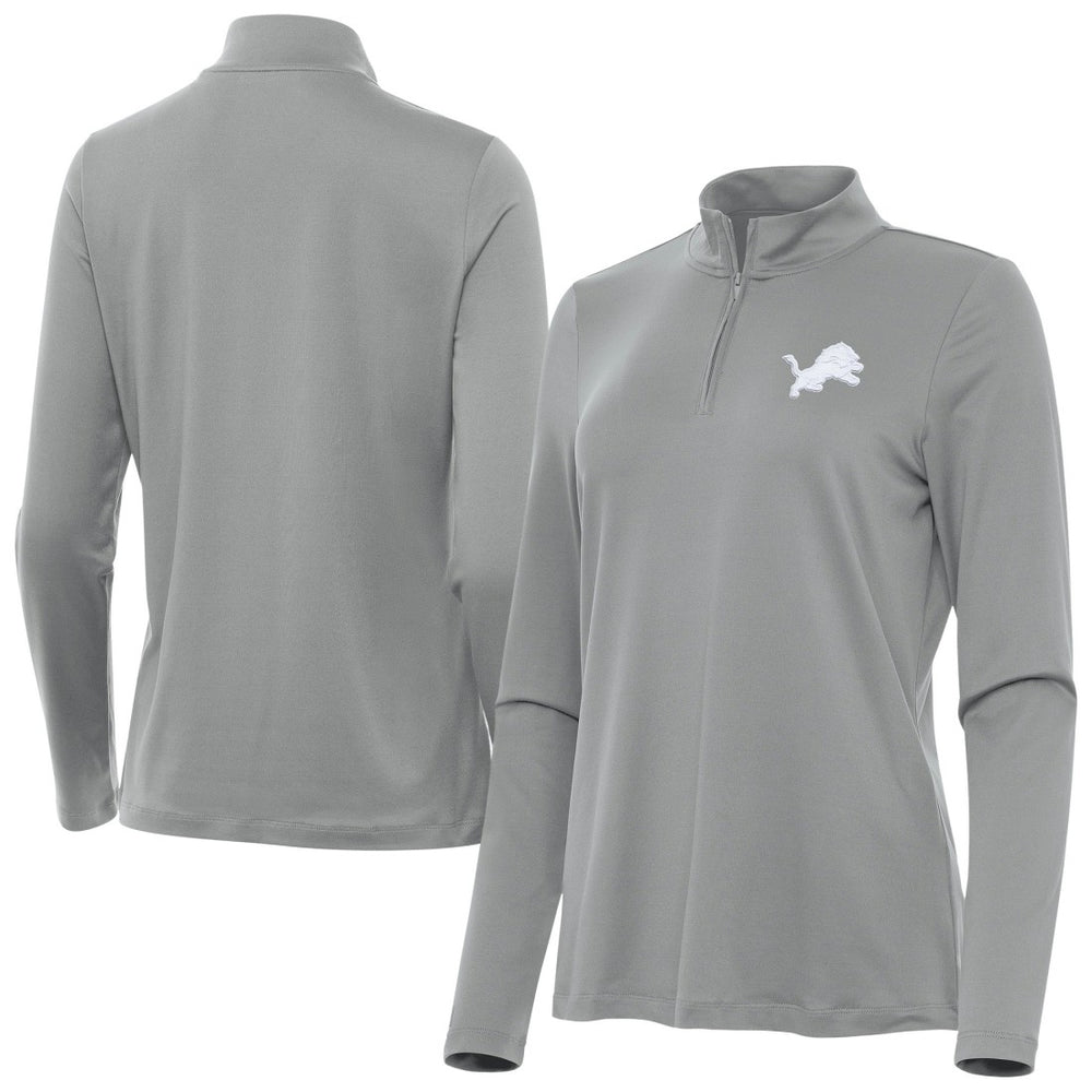 Detroit Lions Antigua Women's Reprocess Quarter-Zip Top Gray