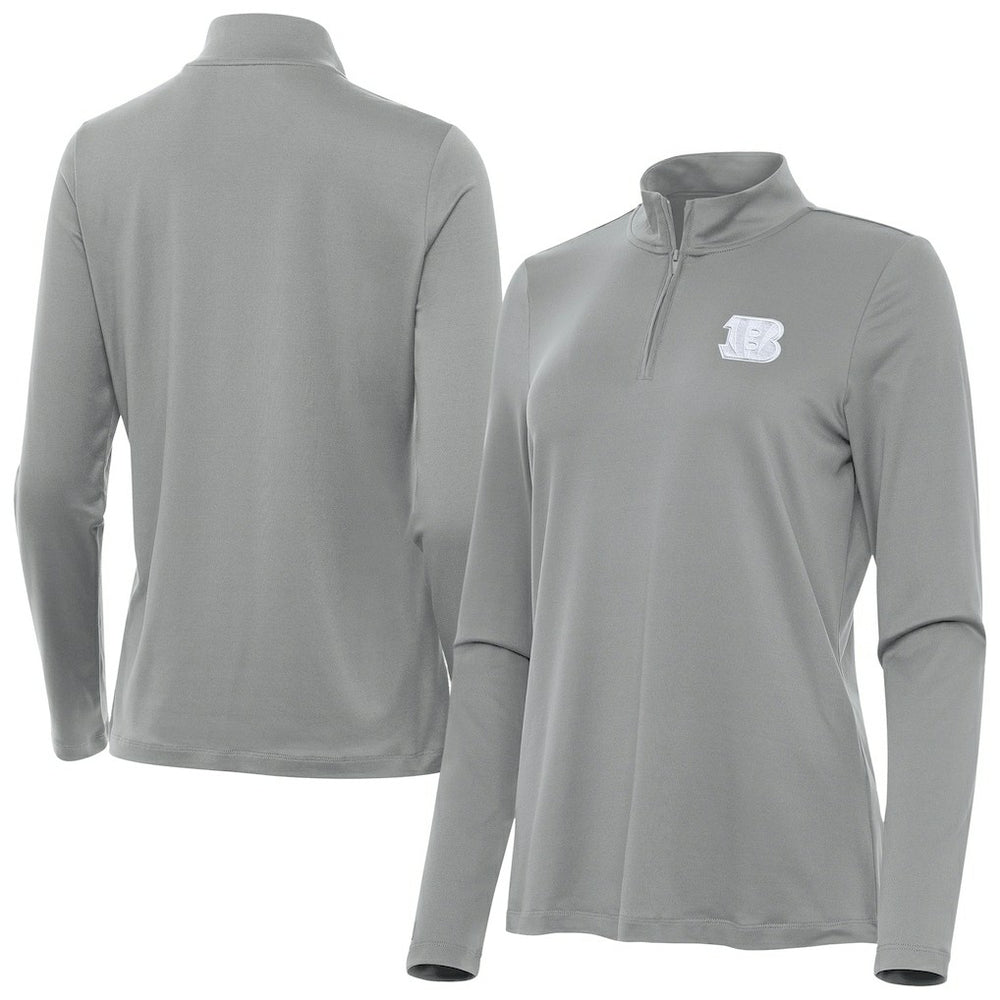 Cincinnati Bengals Antigua Women's Reprocess Quarter-Zip Top Gray