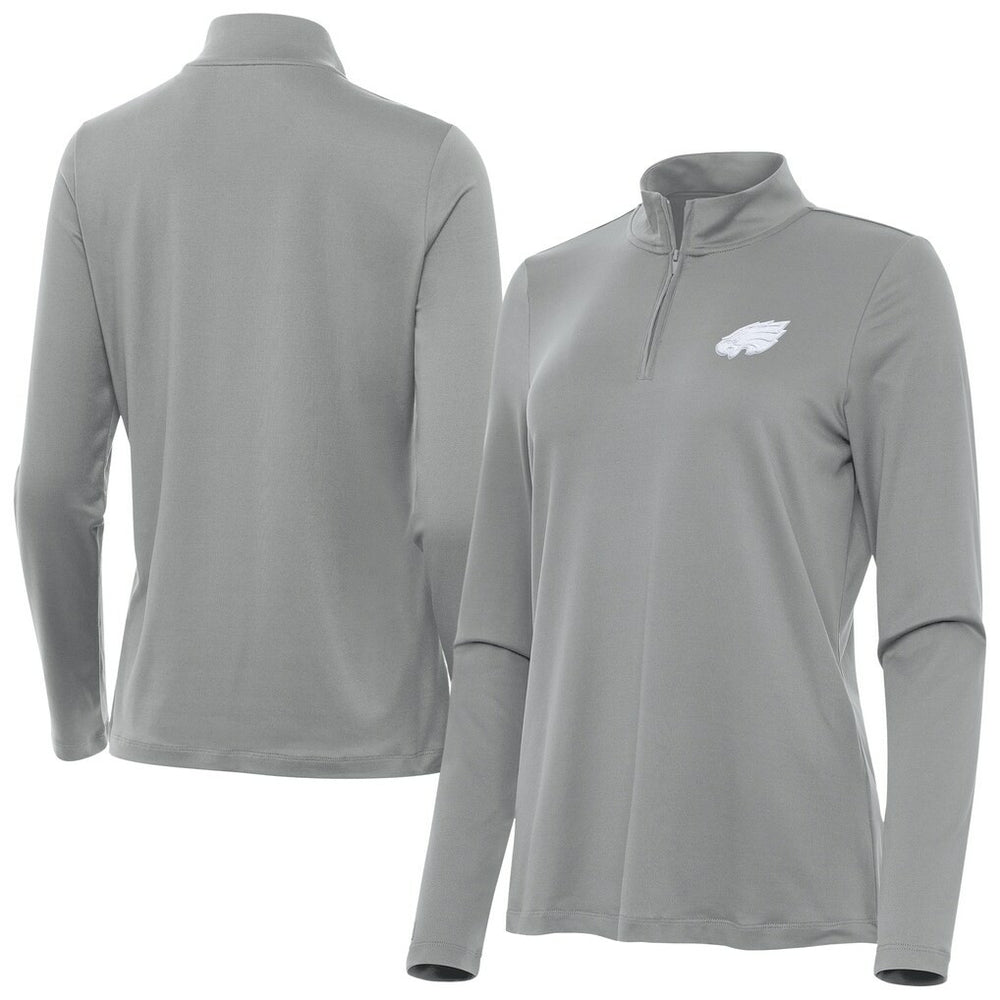 Philadelphia Eagles Antigua Women's Reprocess Quarter-Zip Top Gray