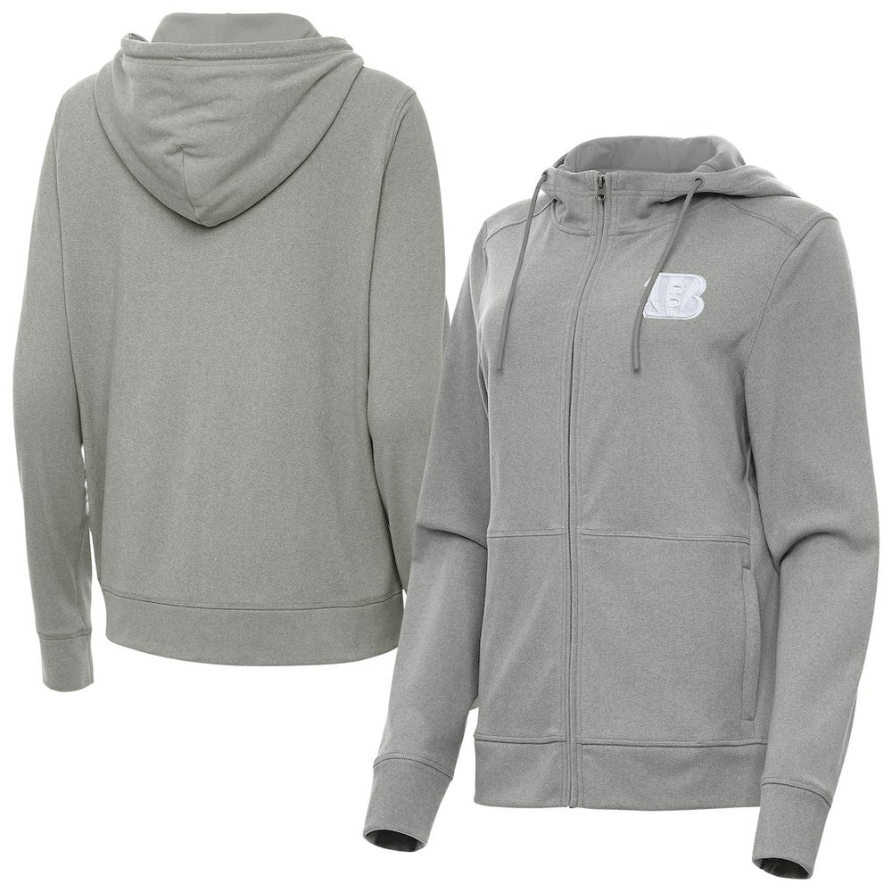 Cincinnati Bengals Antigua Women's Seeker Full-Zip Hoodie Jacket Heather Gray