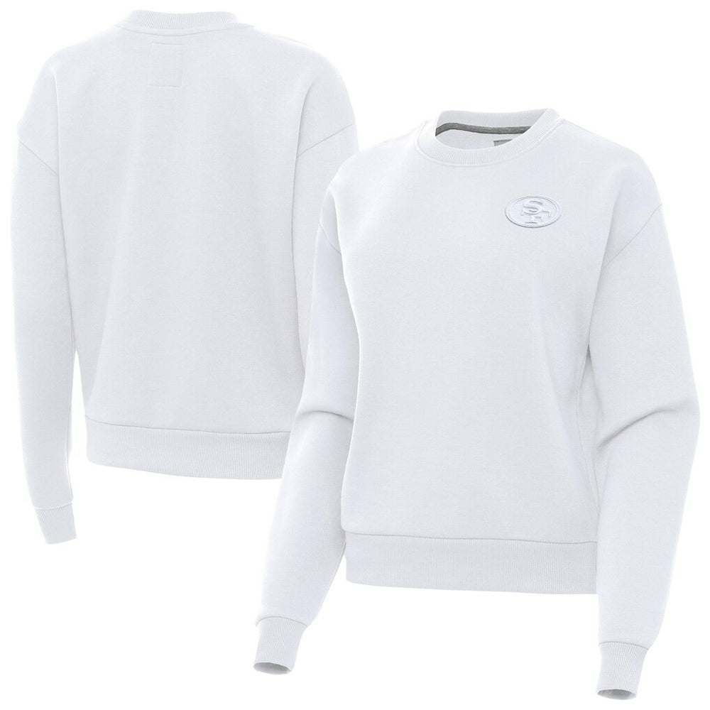 San Francisco 49ers Antigua Women's Victory Crew Pullover Sweatshirt White
