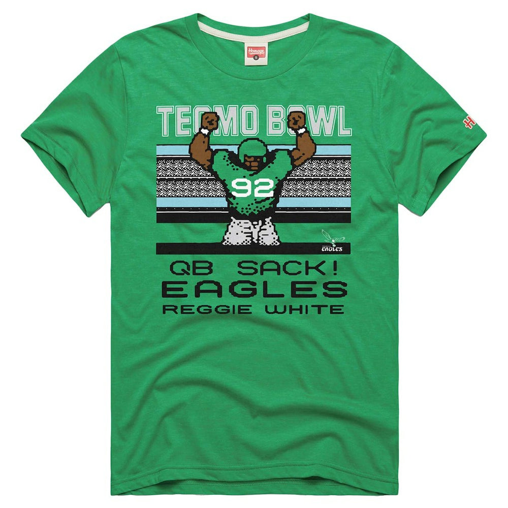 Reggie White Philadelphia Eagles Homage Unisex Tecmo Bowl Retired Player Graphic Tri-Blend T-Shirt Kelly Green