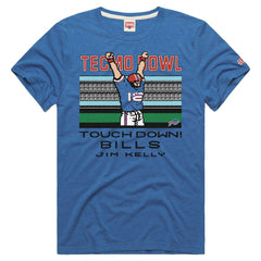 Jim Kelly Buffalo Bills Homage Unisex Tecmo Bowl Retired Player Graphic Tri-Blend T-Shirt Royal