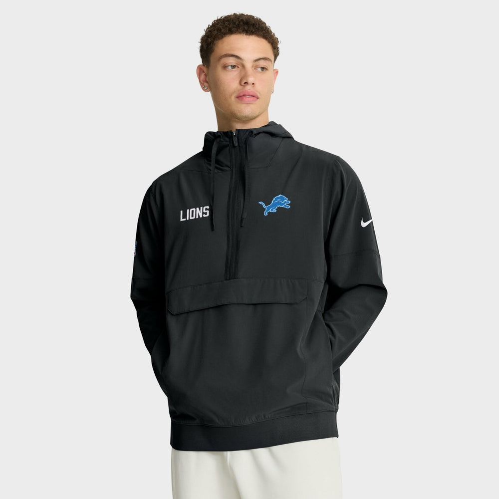 Detroit Lions Sideline Alt Pack Anorak Half-Zip Hoodie Jacket Black