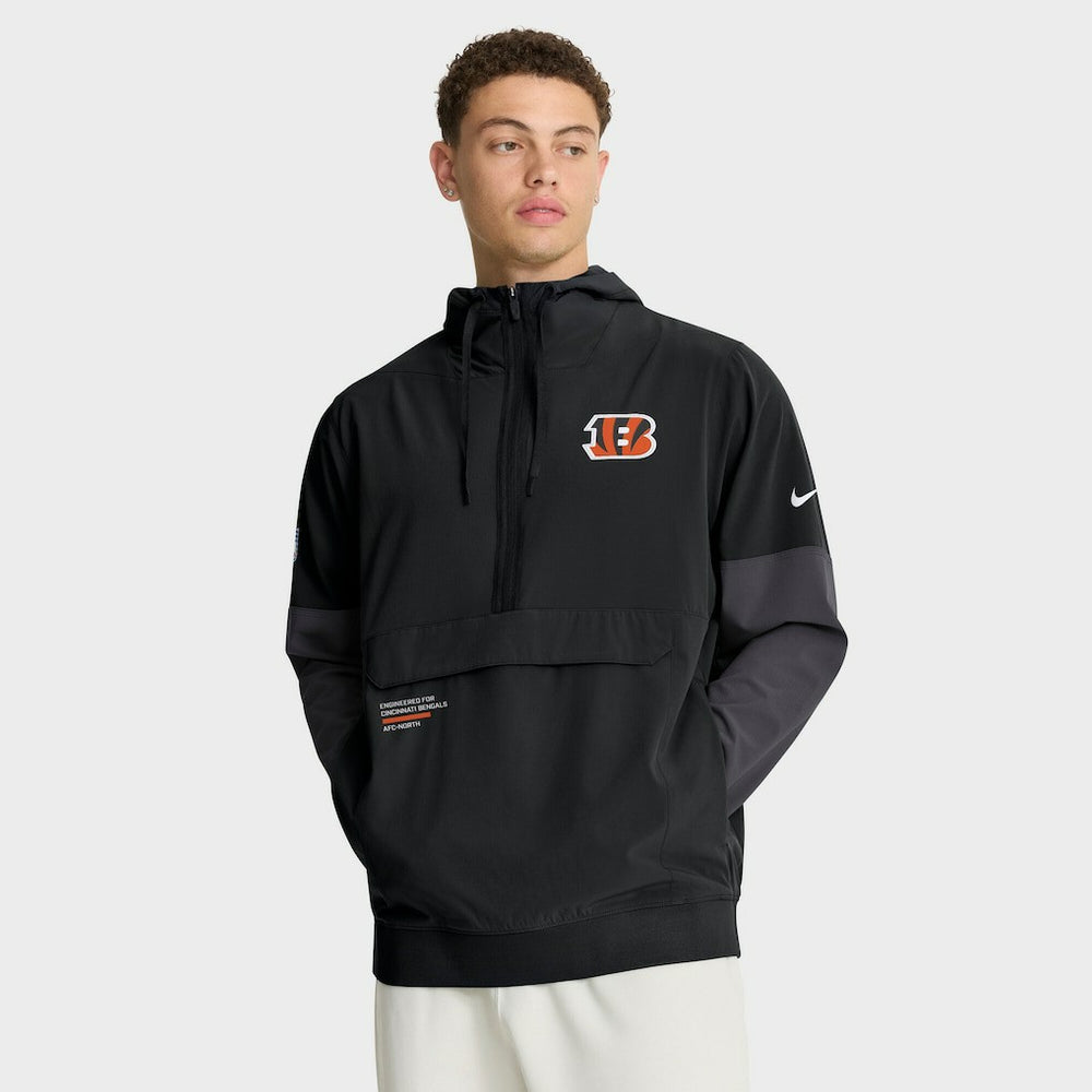 Cincinnati Bengals Sideline Anorak Half-Zip Hoodie Jacket Black