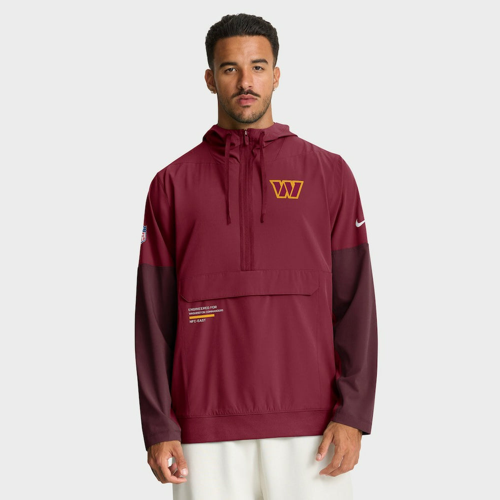 Washington Commanders Sideline Anorak Half-Zip Hoodie Jacket Burgundy