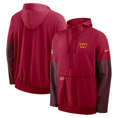 Washington Commanders Sideline Anorak Half-Zip Hoodie Jacket Burgundy