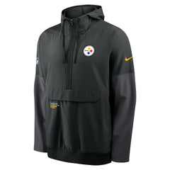Pittsburgh Steelers Sideline Anorak Half-Zip Hoodie Jacket Black