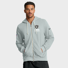 Las Vegas Raiders Sideline Standard Issue Utility Player Dri-FIT Full-Zip Hoodie Silver