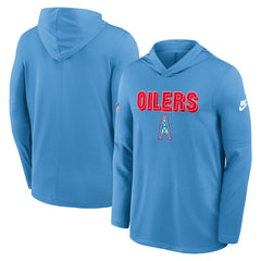 Tennessee Titans Sideline Oilers Throwback Dri-FIT Long Sleeve Hoodie T-Shirt Light Blue