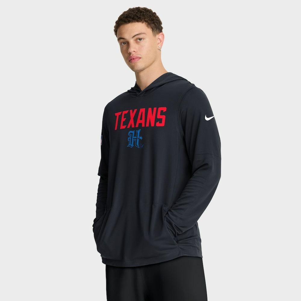 Houston Texans Sideline Pass Accuracy Dri-FIT Long Sleeve Hoodie T-Shirt Blue