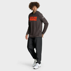 Cleveland Browns Sideline Pure Fury Performance Long Sleeve Hoodie T-Shirt Brown