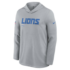 Detroit Lions Sideline Pure Fury Performance Long Sleeve Hoodie T-Shirt Gray