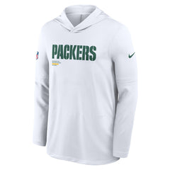 Green Bay Packers Sideline Pure Fury Performance Long Sleeve Hoodie T-Shirt White