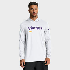 Minnesota Vikings Sideline Pure Fury Performance Long Sleeve Hoodie T-Shirt White