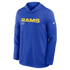 Los Angeles Rams Sideline Pure Fury Performance Long Sleeve Hoodie T-Shirt Royal
