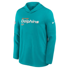 Miami Dolphins Sideline Pure Fury Performance Long Sleeve Hoodie T-Shirt Aqua