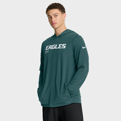 Philadelphia Eagles Sideline Pure Fury Performance Long Sleeve Hoodie T-Shirt Green