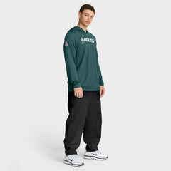 Philadelphia Eagles Sideline Pure Fury Performance Long Sleeve Hoodie T-Shirt Green