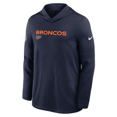 Denver Broncos Sideline Pure Fury Performance Long Sleeve Hoodie T-Shirt Navy