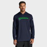 Seattle Seahawks Sideline Pure Fury Performance Long Sleeve Hoodie T-Shirt College Navy