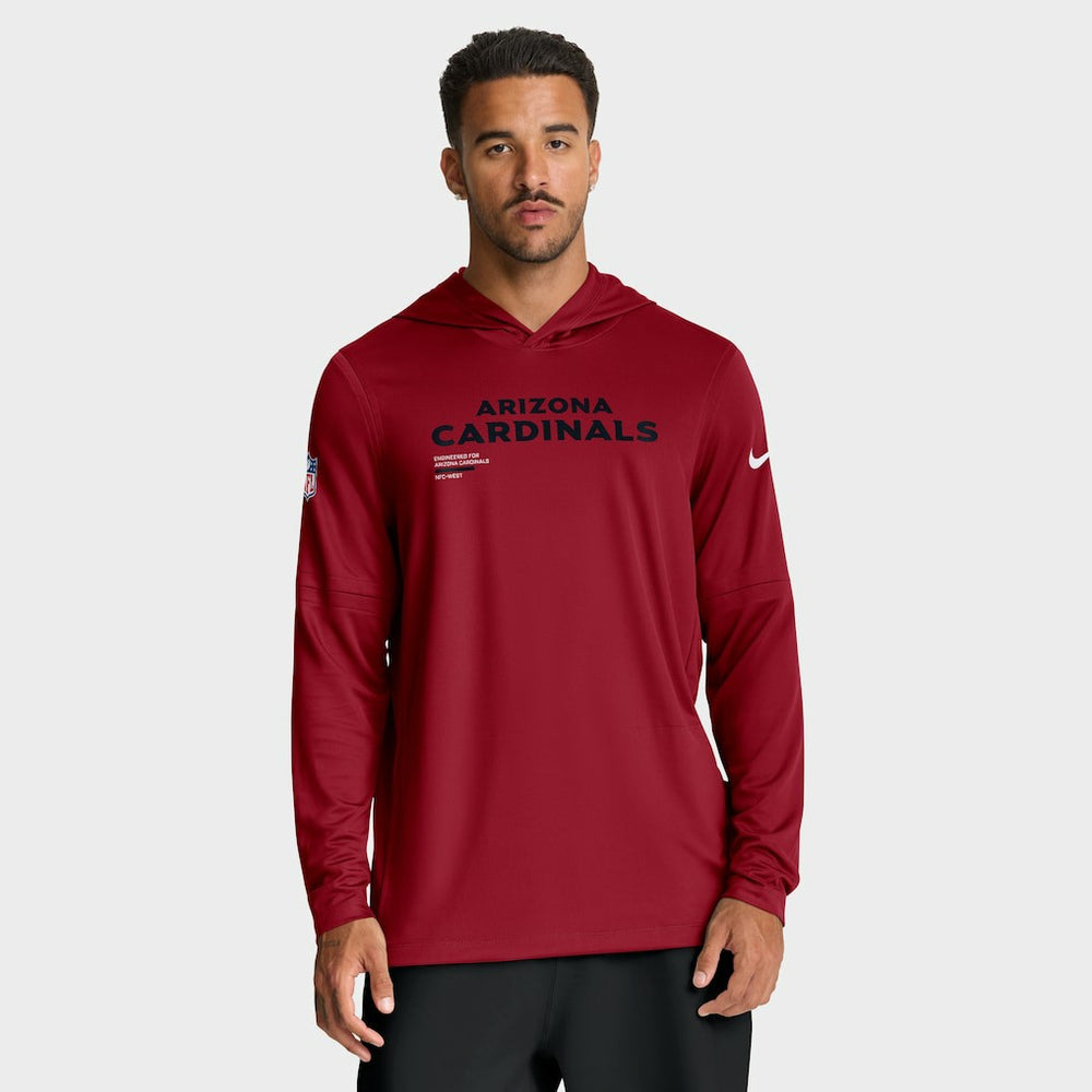 Arizona Cardinals Sideline Pure Fury Performance Long Sleeve Hoodie T-Shirt Cardinal