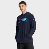 Tennessee Titans Sideline Pure Fury Performance Long Sleeve Hoodie T-Shirt Navy