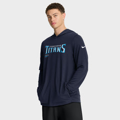 Tennessee Titans Sideline Pure Fury Performance Long Sleeve Hoodie T-Shirt Navy