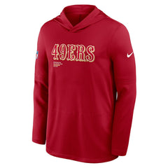 San Francisco 49ers Sideline Pure Fury Performance Long Sleeve Hoodie T-Shirt Scarlet