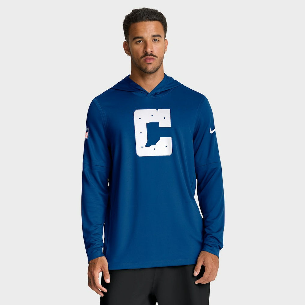 Indianapolis Colts Sideline Option Read Dri-FIT Long Sleeve Hoodie T-Shirt Royal