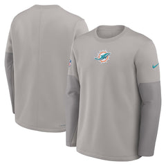 Miami Dolphins Sideline Coach Therma-FIT Long Sleeve T-Shirt Gray