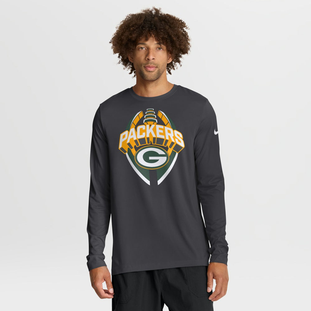 Green Bay Packers Primetime Legend Icon Performance Long Sleeve T-Shirt Anthracite