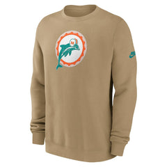 Miami Dolphins Swing Pass Rewind Club Pullover Sweatshirt Tan