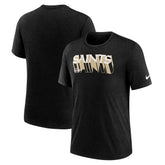 New Orleans Saints Long Pass Tri-Blend T-Shirt Heather Black