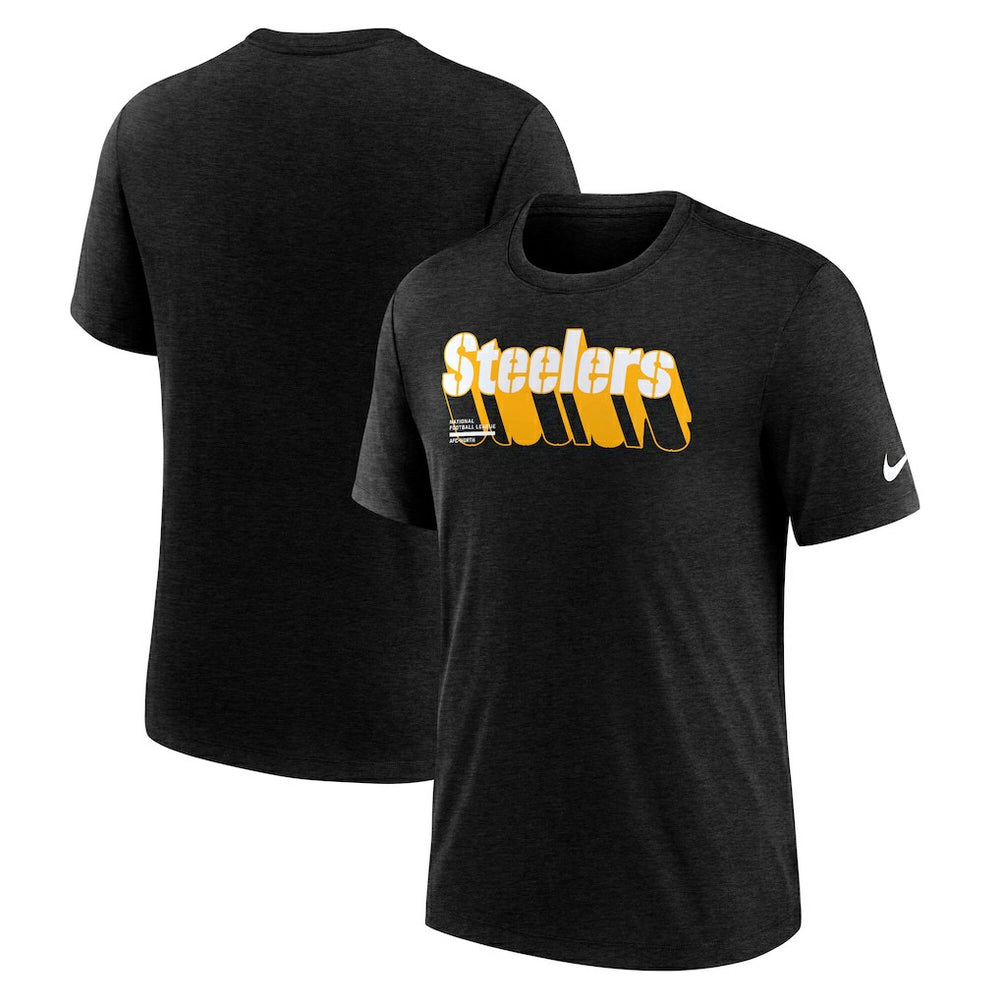 Pittsburgh Steelers Long Pass Tri-Blend T-Shirt Heather Navy