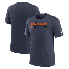 Chicago Bears Long Pass Tri-Blend T-Shirt Heather Navy