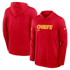 Kansas City Chiefs Big & Tall Sideline Dri-FIT Long Sleeve Hoodie T-Shirt Red