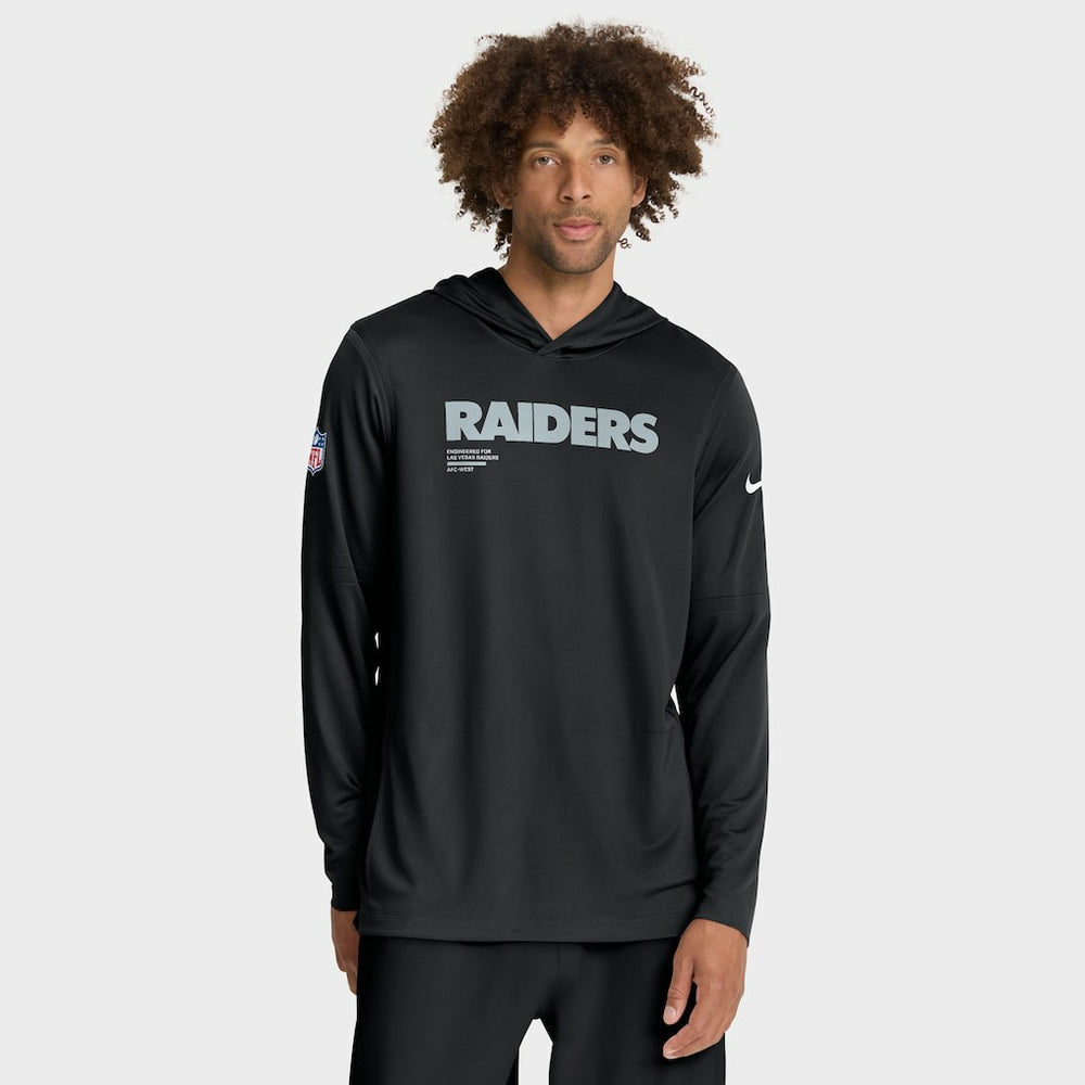 Las Vegas Raiders Big & Tall Sideline Dri-FIT Long Sleeve Hoodie T-Shirt Black