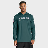 Philadelphia Eagles Big & Tall Sideline Dri-FIT Long Sleeve Hoodie T-Shirt Midnight Green