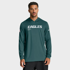 Philadelphia Eagles Big & Tall Sideline Dri-FIT Long Sleeve Hoodie T-Shirt Midnight Green