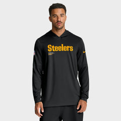 Pittsburgh Steelers Big & Tall Sideline Dri-FIT Long Sleeve Hoodie T-Shirt Black