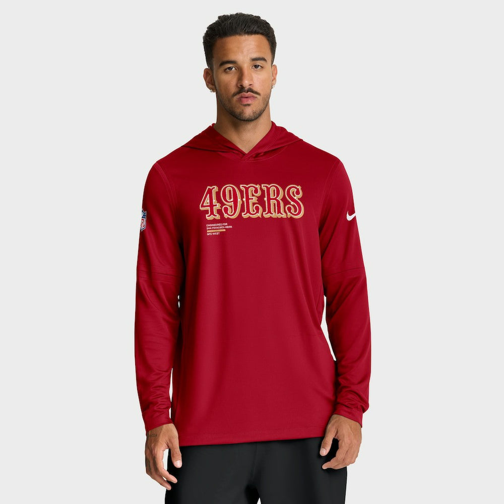 San Francisco 49ers Big & Tall Sideline Dri-FIT Long Sleeve Hoodie T-Shirt Scarlet