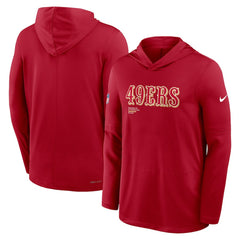 San Francisco 49ers Big & Tall Sideline Dri-FIT Long Sleeve Hoodie T-Shirt Scarlet