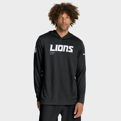 Detroit Lions Big & Tall Sideline Dri-FIT Long Sleeve Hoodie T-Shirt Black