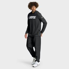 Detroit Lions Big & Tall Sideline Dri-FIT Long Sleeve Hoodie T-Shirt Black
