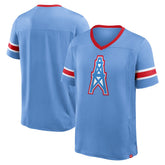 Tennessee Titans Oilers Throwback Hometown Premium Hashmark V-Neck T-Shirt Light Blue