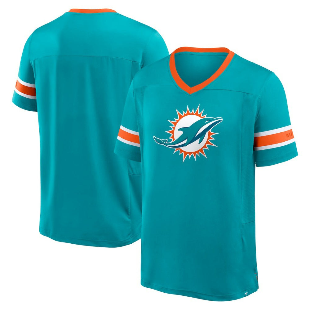 Miami Dolphins Hometown Premium Hashmark V-Neck T-Shirt Aqua