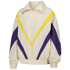Los Angeles Lakers Terez Women's Retro Chevron Ripstop Quarter-Zip Windbreaker Jacket White